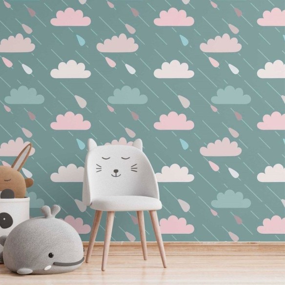 Papel de Parede Adesivo infantil dia de chuva N014116
