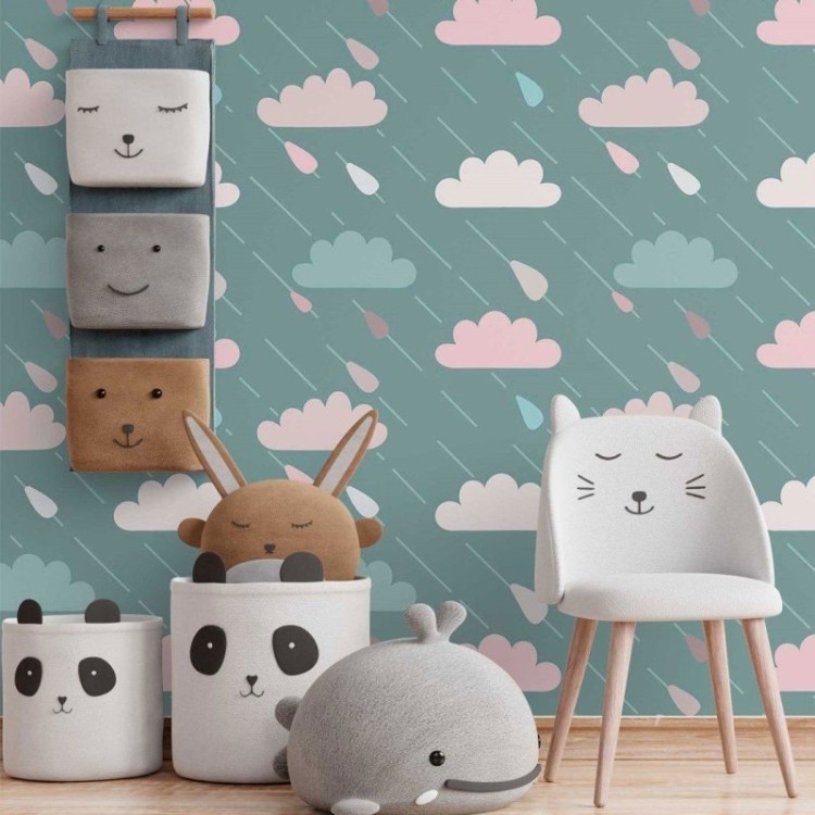 Papel de Parede Adesivo infantil dia de chuva...