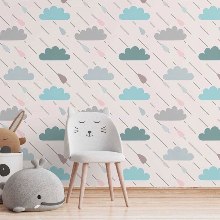 Papel de Parede Adesivo infantil dia de chuva...