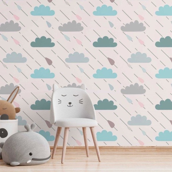 Papel de Parede Adesivo infantil dia de chuva N014120