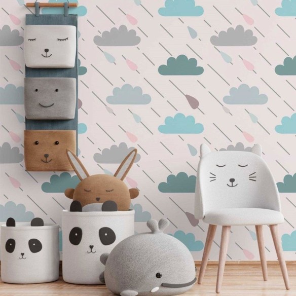 Papel de Parede Adesivo infantil dia de chuva N014120