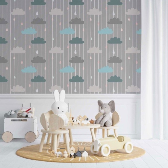 Papel de Parede Adesivo infantil dia de chuva N014121