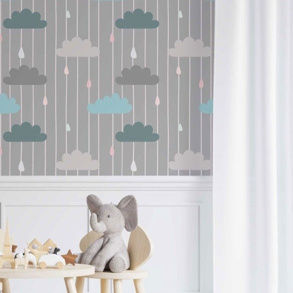 Papel de Parede Adesivo infantil dia de chuva N014121