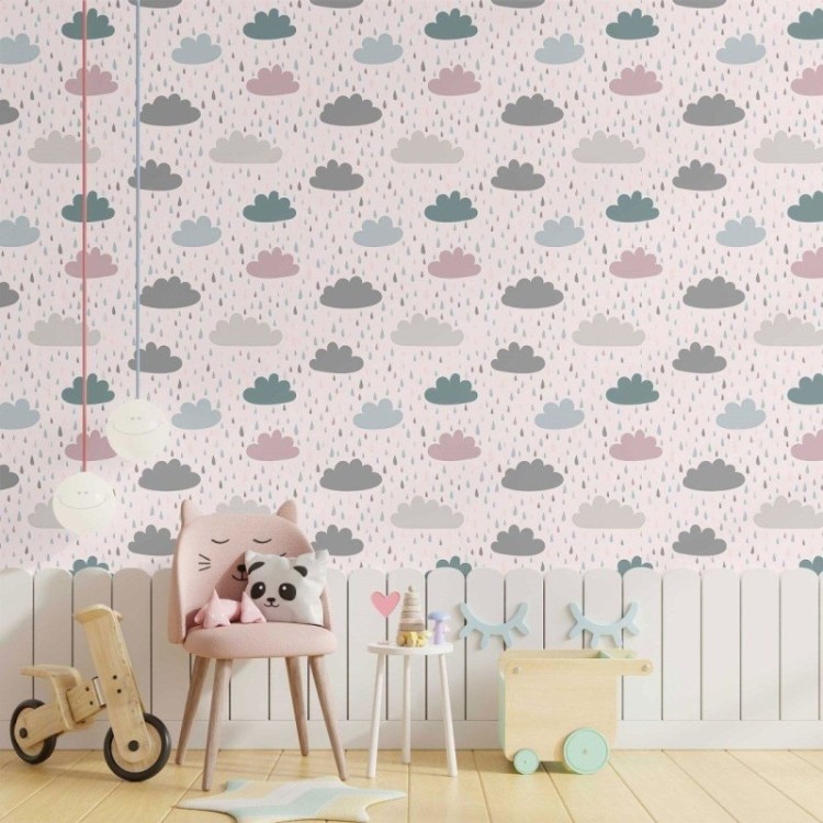 Papel de Parede Adesivo infantil dia de chuva...