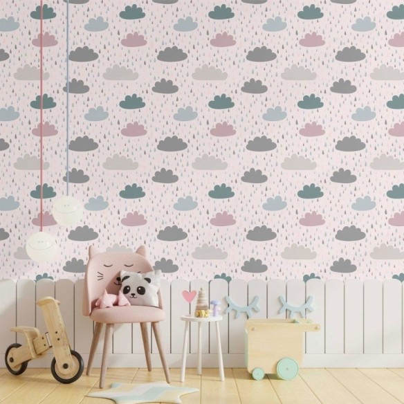 Papel de Parede Adesivo infantil dia de chuva N014122