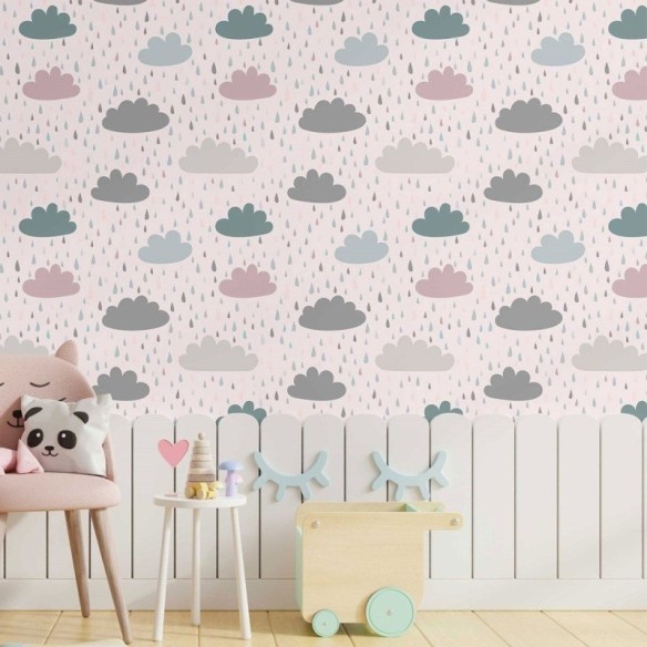 Papel de Parede Adesivo infantil dia de chuva N014122