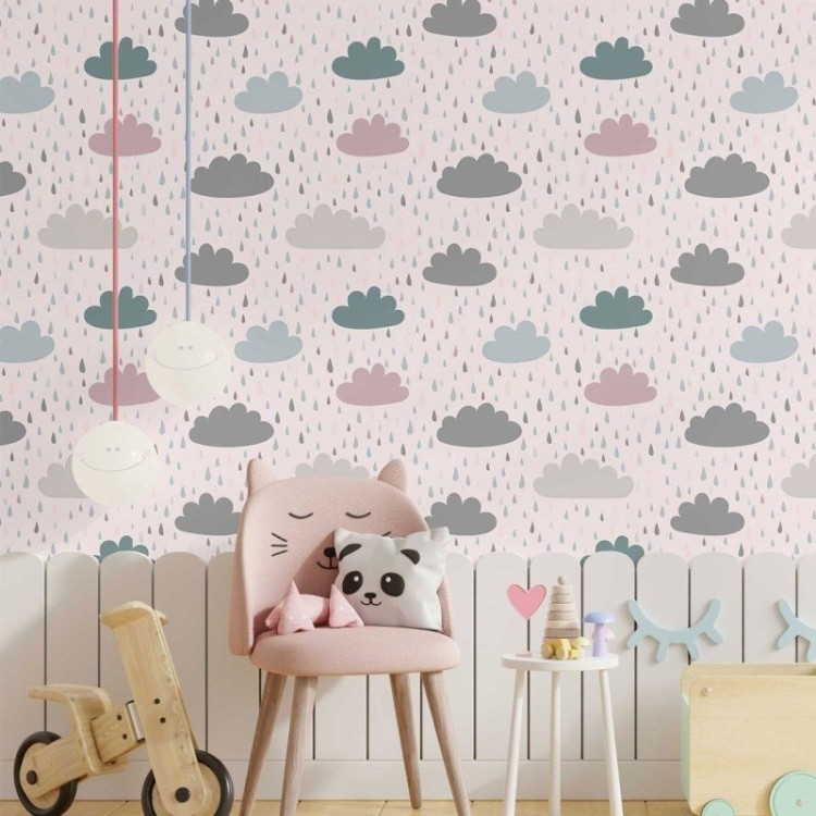 Papel de Parede Adesivo infantil dia de chuva...