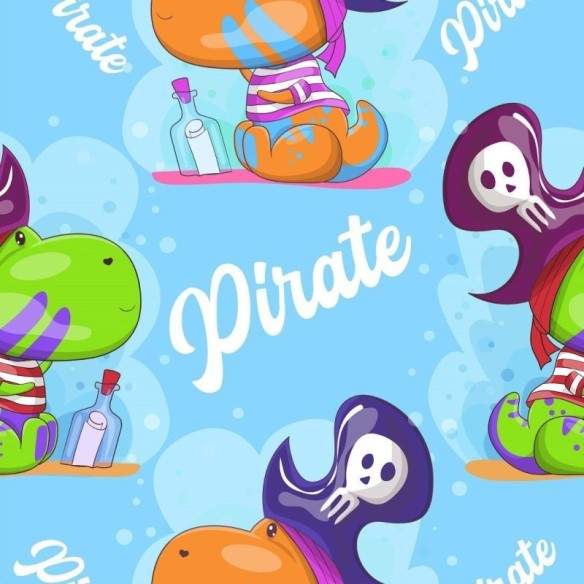 Papel de Parede Adesivo infantil Dinossauro Pirata N014089