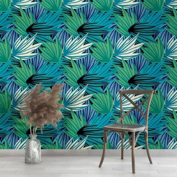 Papel de Parede Adesivo Abstrato Folhas N013242