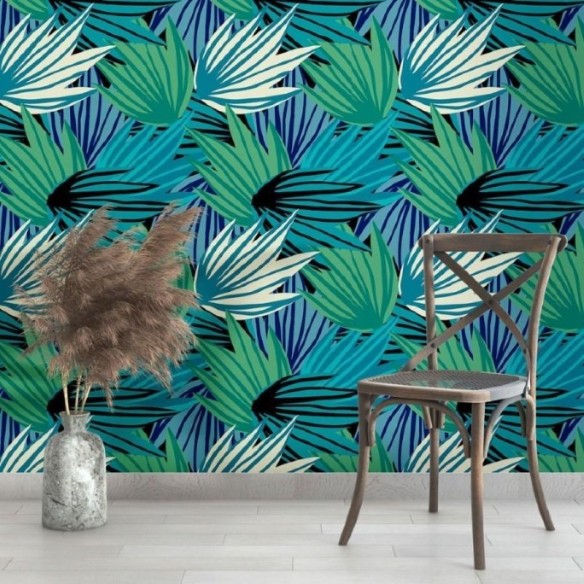 Papel de Parede Adesivo Abstrato Folhas N013242