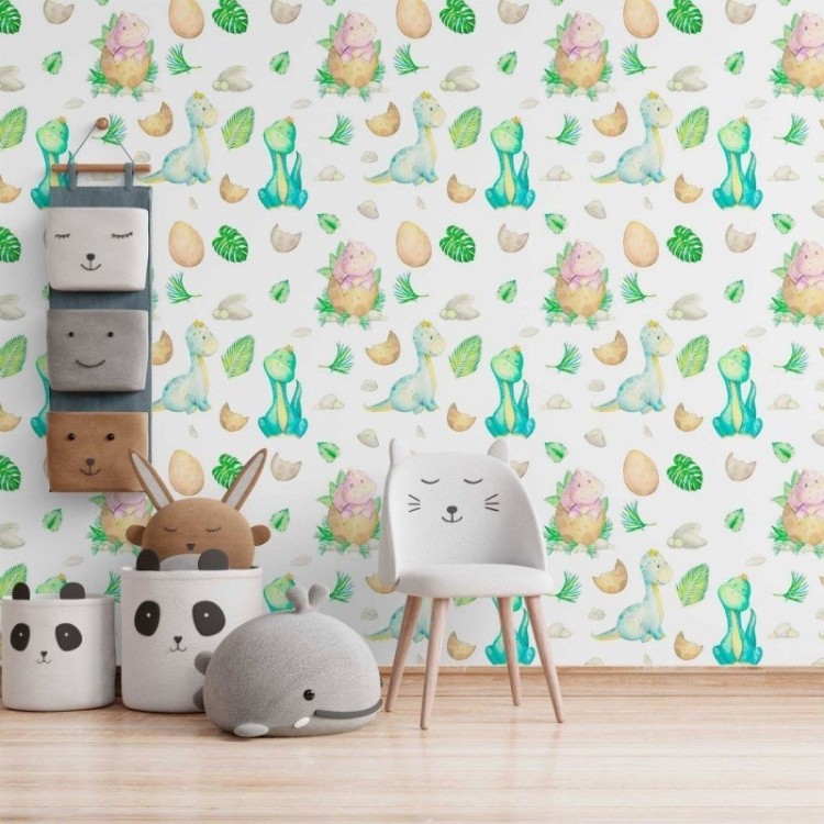 Papel de Parede Adesivo Infantil Dinossauros...