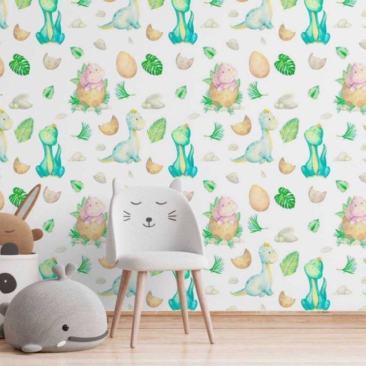 Papel de Parede Adesivo Infantil Dinossauros...