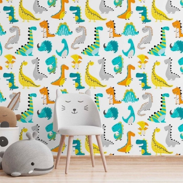 Papel de Parede Adesivo infantil Dinossauros...