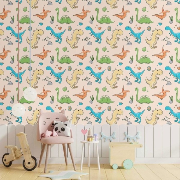 Papel de Parede Adesivo infantil Dinossauros...
