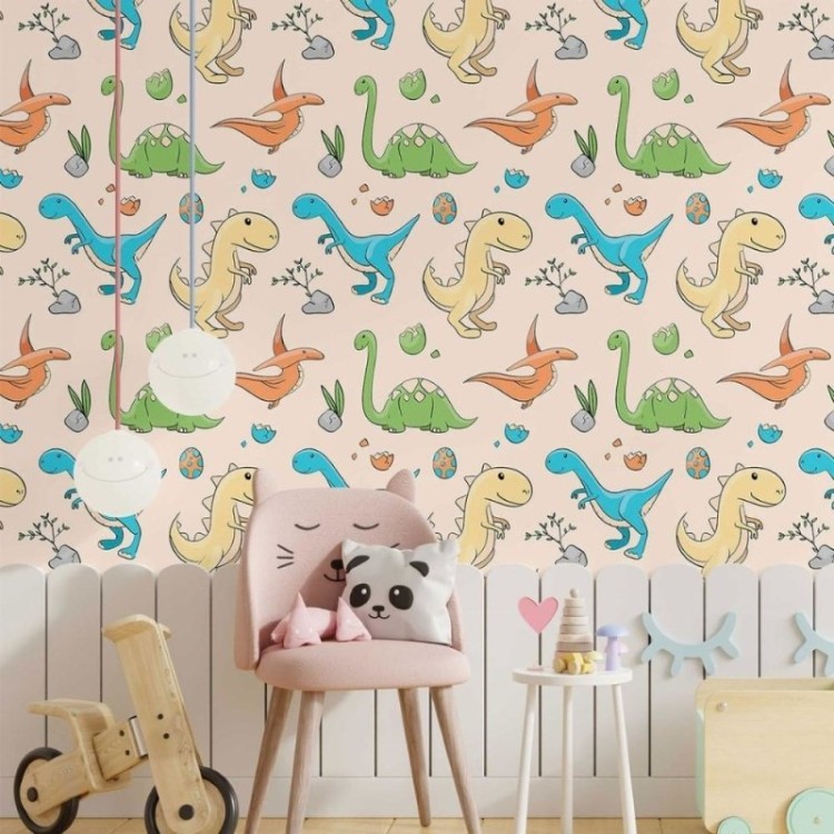 Papel de Parede Adesivo infantil Dinossauros...