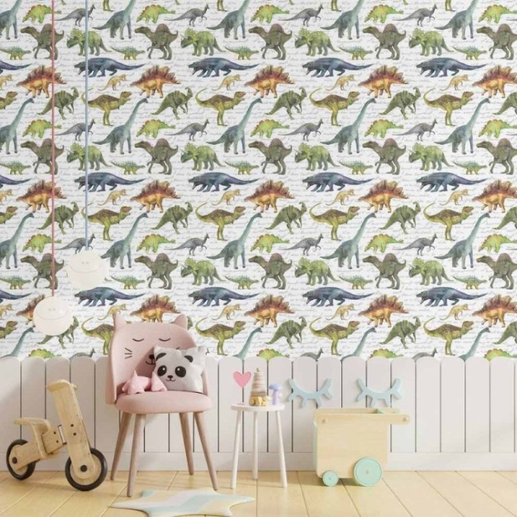 Papel de Parede Adesivo infantil Dinossauros...