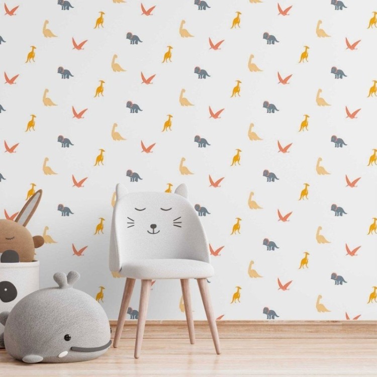Papel de Parede Adesivo infantil Dinossauros...