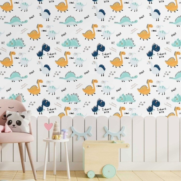 Papel de Parede Adesivo infantil Dinossauros...
