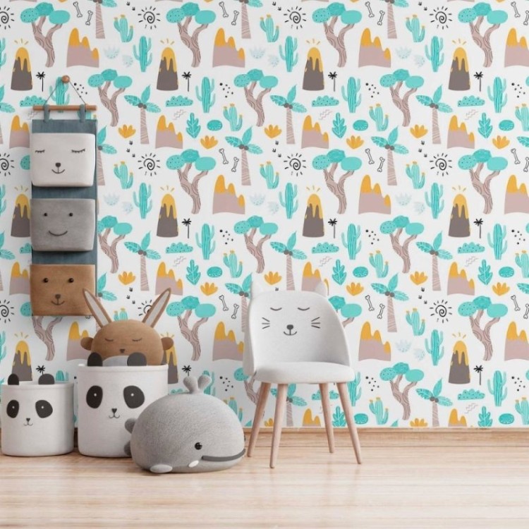 Papel de Parede Adesivo infantil Dinossauros...