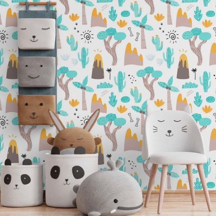 Papel de Parede Adesivo infantil Dinossauros...