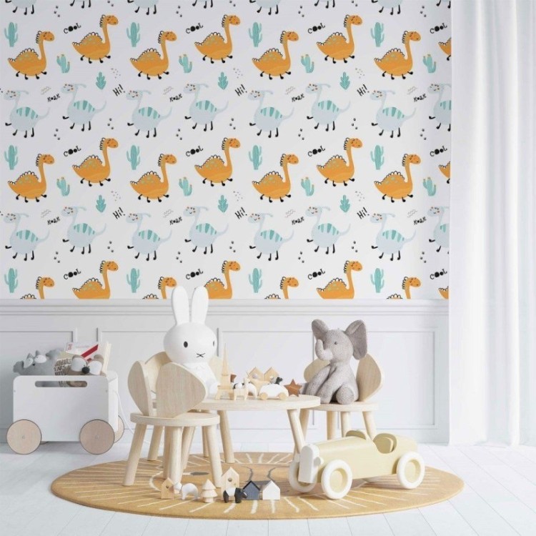 Papel de Parede Adesivo infantil Dinossauros...