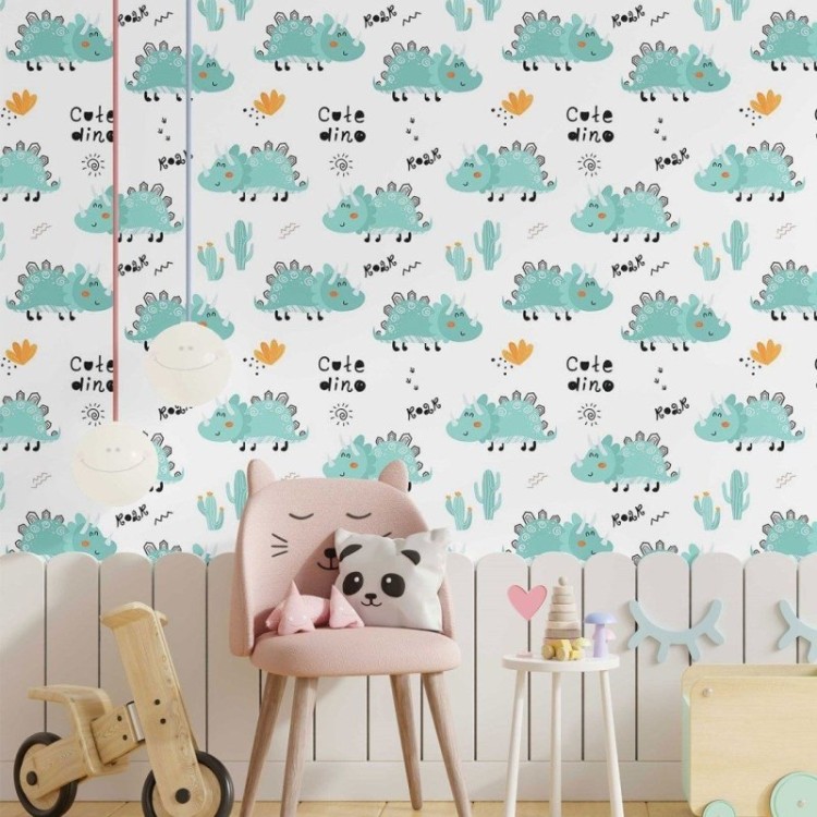 Papel de Parede Adesivo infantil Dinossauros...