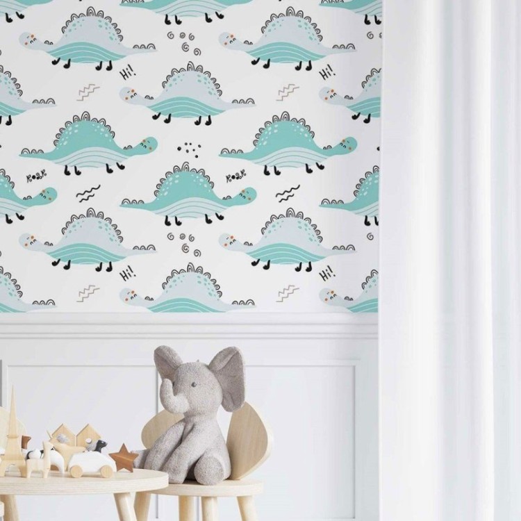 Papel de Parede Adesivo infantil Dinossauros...