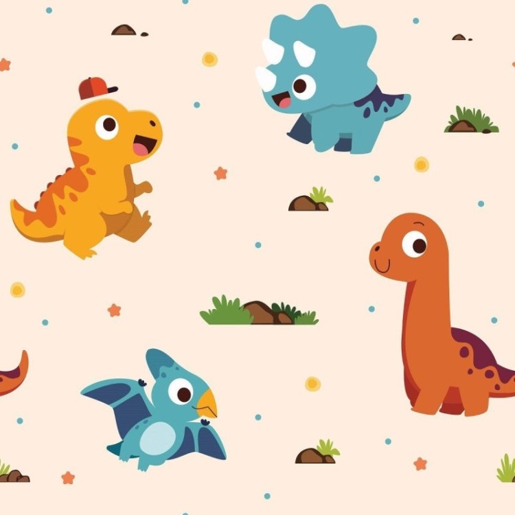 Papel de Parede Infantil Desenho Dinossauros - Fran Adesivos de Parede