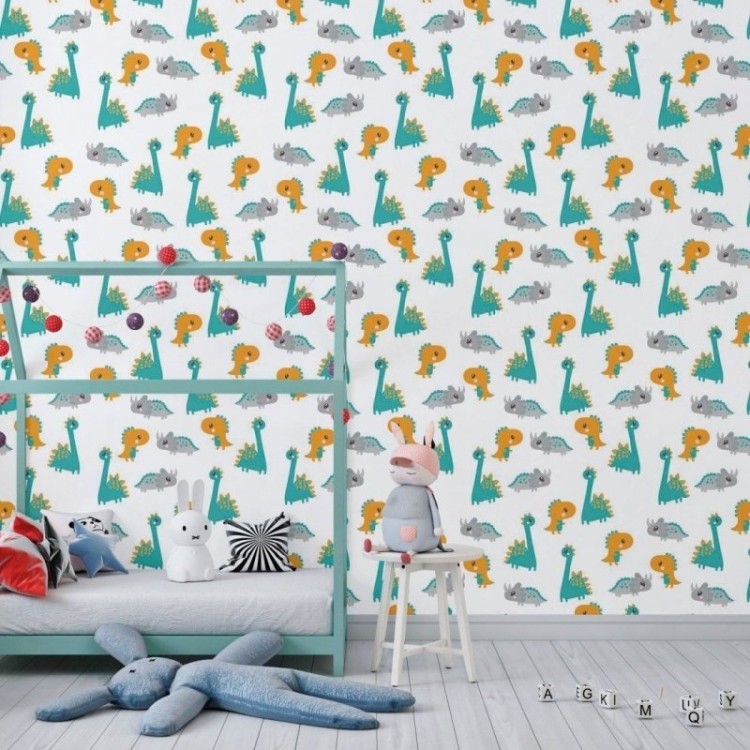 Papel de Parede Adesivo Infantil Dinossauros...