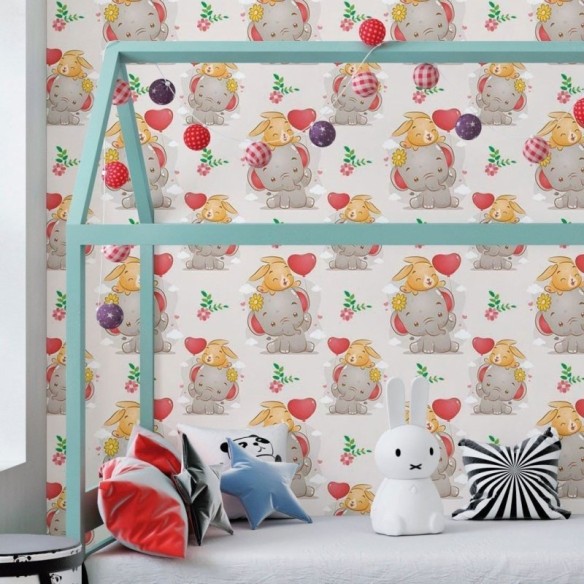 Papel de Parede Adesivo Infantil Elefantes N018058