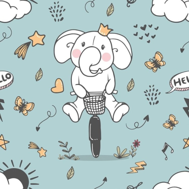 Papel de Parede Adesivo Infantil Elefantes N019035
