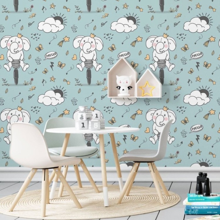 Papel de Parede Adesivo Infantil Elefantes N019035