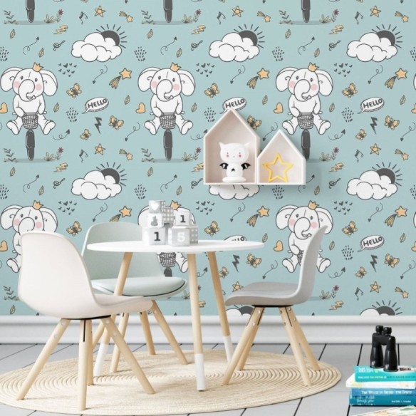 Papel de Parede Adesivo Infantil Elefantes N019035
