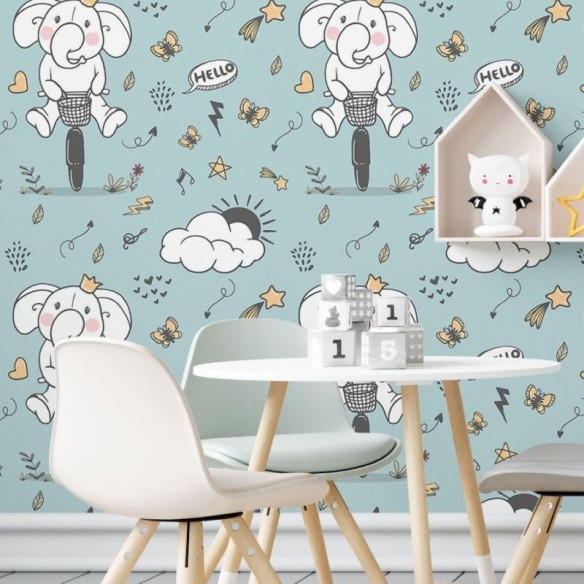 Papel de Parede Adesivo Infantil Elefantes N019035