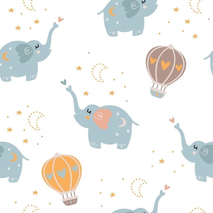 Papel de Parede Adesivo Infantil Elefantinhos...