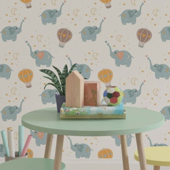 Papel de Parede Adesivo Infantil Elefantinhos N019093