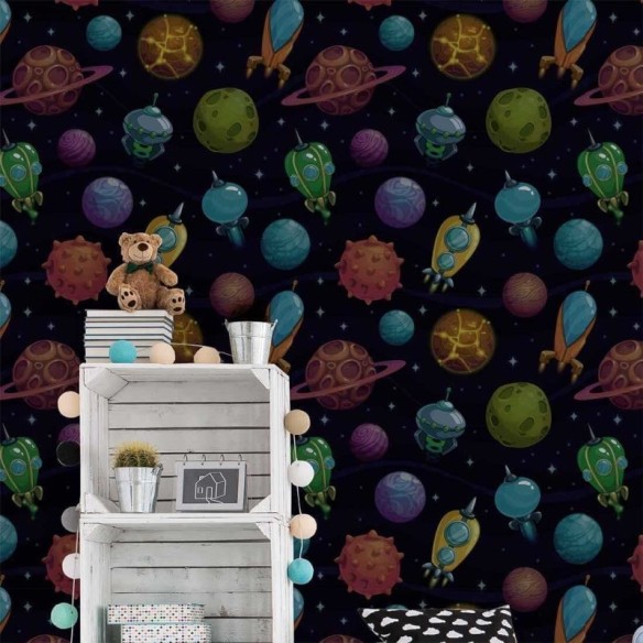 Papel de Parede Adesivo Infantil Espaço 283449050