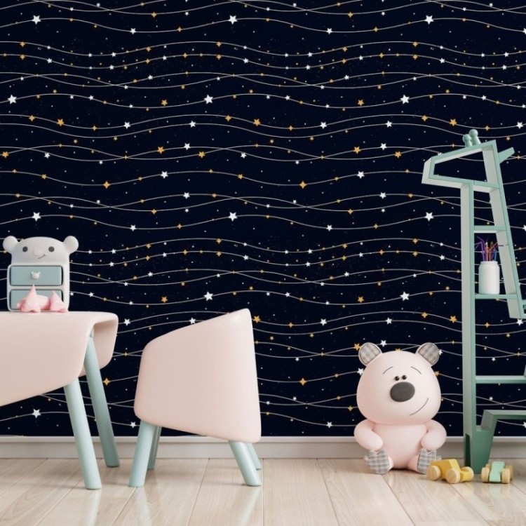Papel de Parede Adesivo Infantil Estrelado Céu...