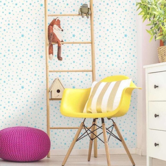 Papel de Parede Adesivo Infantil Estrelas Azul 555525778