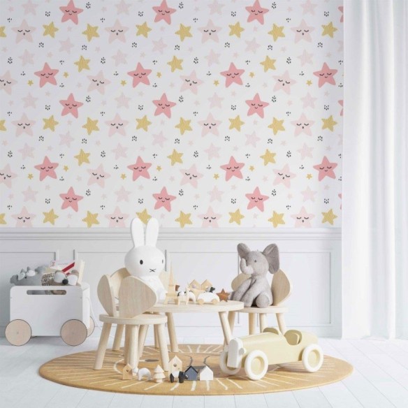 Papel de Parede Adesivo infantil estrelas N014040