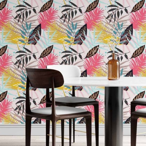 Papel de Parede Adesivo Abstrato Folhas N014013
