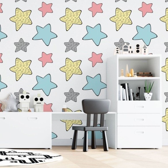 Papel de Parede Adesivo Infantil Estrelas N015140