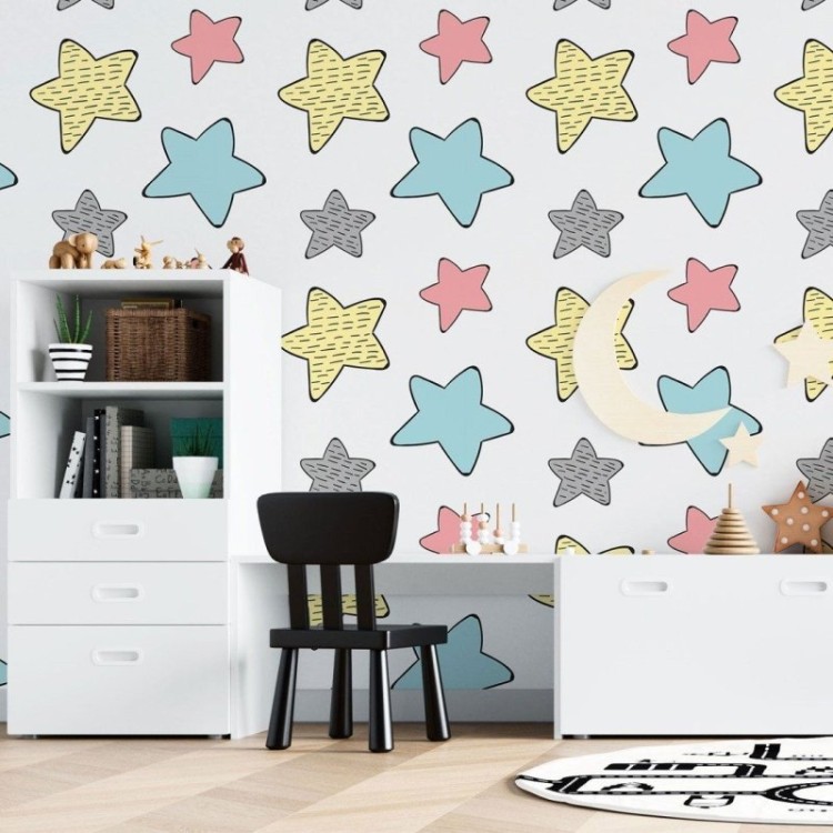Papel de Parede Adesivo Infantil Estrelas N015140