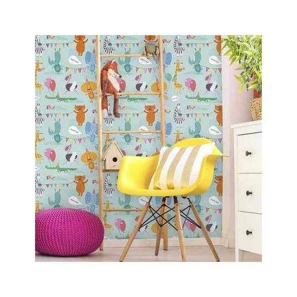 Papel de Parede Adesivo Infantil Festa Animal 355638713