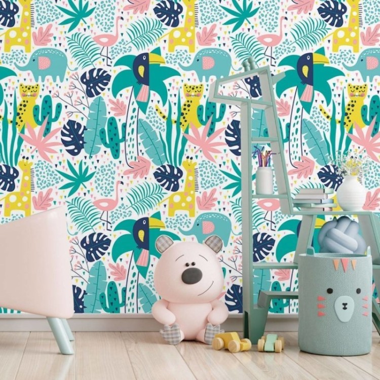 Papel de Parede Adesivo Infantil Floresta...