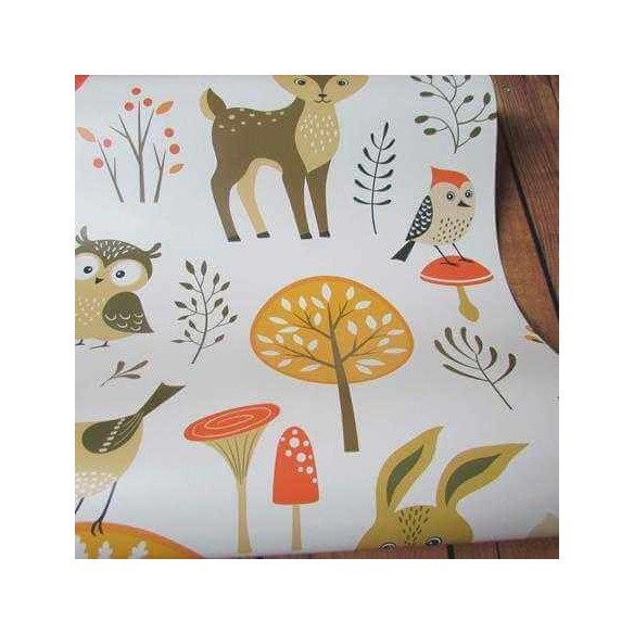 Papel de Parede Adesivo Infantil Floresta Bichos 305229770