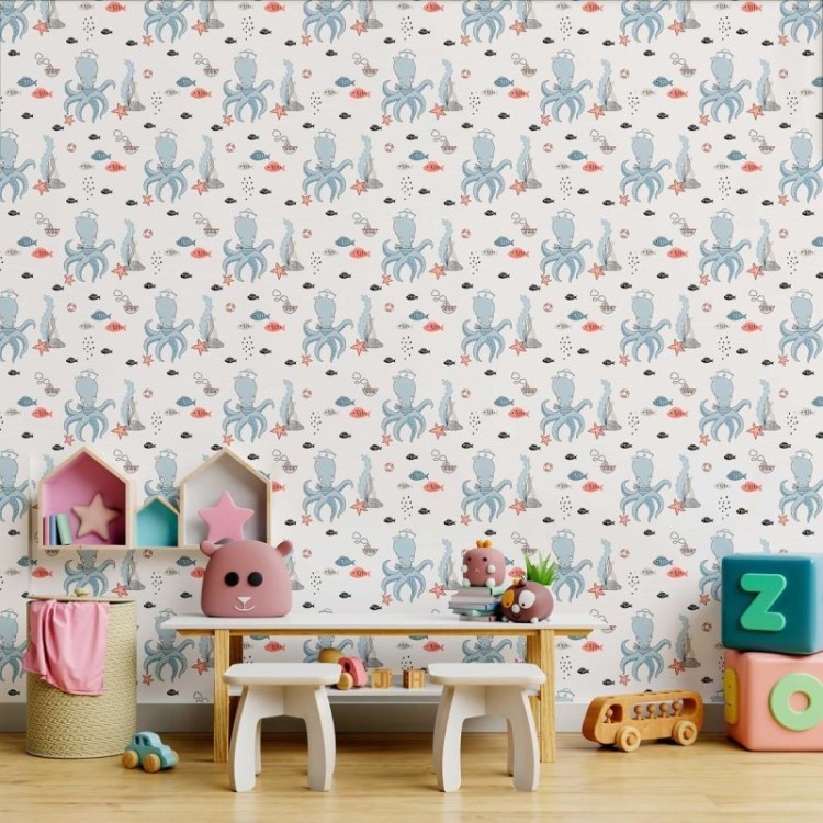 Papel de Parede Adesivo Infantil Fundo do Mar...