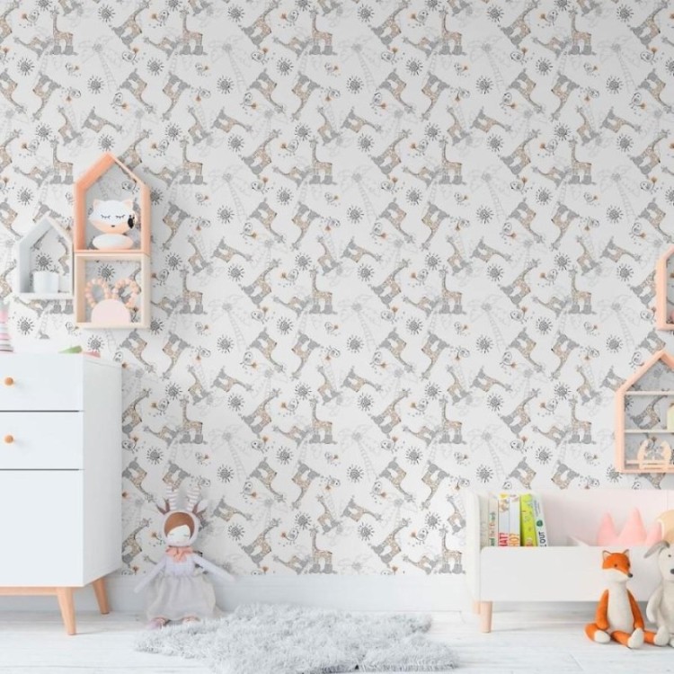 Papel de Parede Adesivo Infantil Girafas  N011096