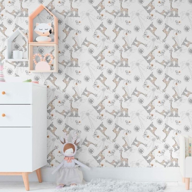 Papel de Parede Adesivo Infantil Girafas  N011096