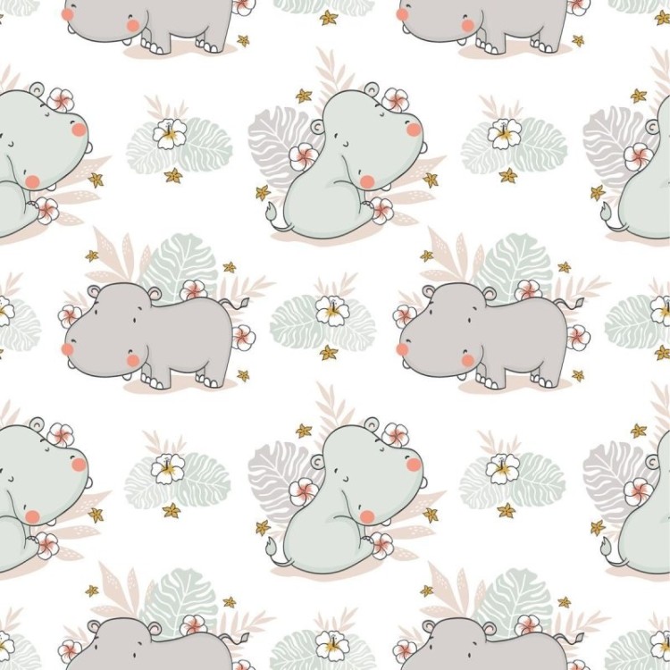 Papel de Parede Adesivo Infantil Hipopótamo N09084